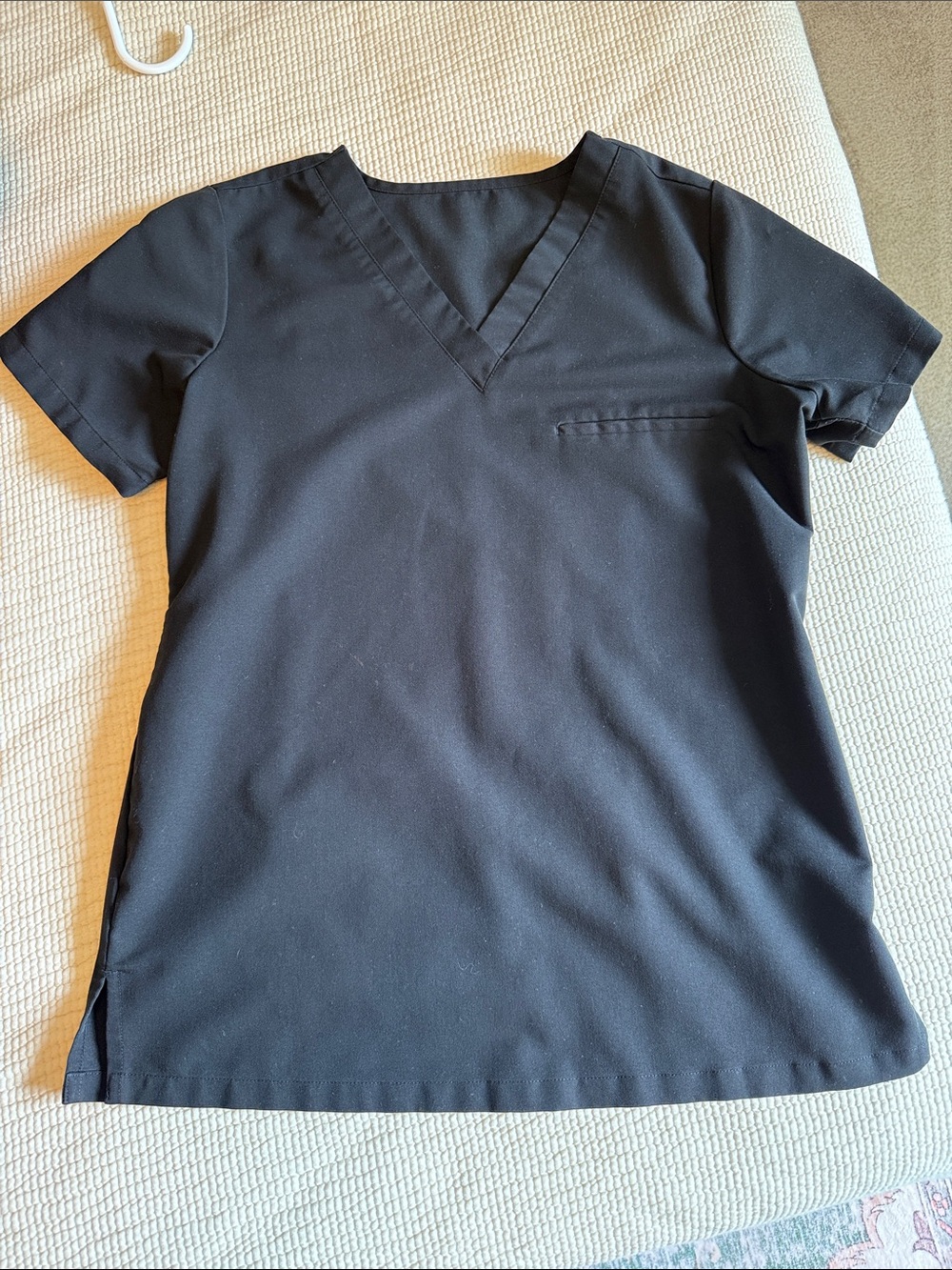 Mandala Black V-Neck Scrub Top